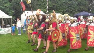 Roman Reenactment at the Amphitheatre in Caerleon Marching In [upl. by Anierdna614]