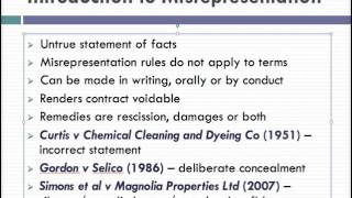 Misrepresentation Lecture 1 of 4 [upl. by Melentha]